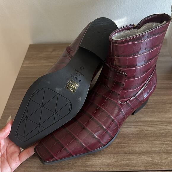SCHUTZ Helena Crocodile Burgundy boots 8.5 - Picture 7 of 9